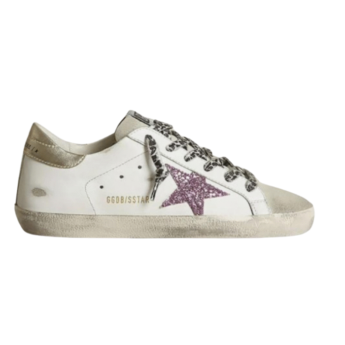 Golden Goose Super- (Pink) Star with/ Glitter & Gold Heel Tab - Image 1