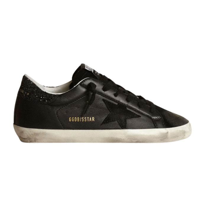 Golden Goose Superstar - Black Glitter Heel - Image 1
